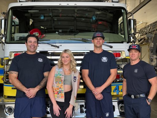 Donating Girl Scout cookies to our local firefighters!